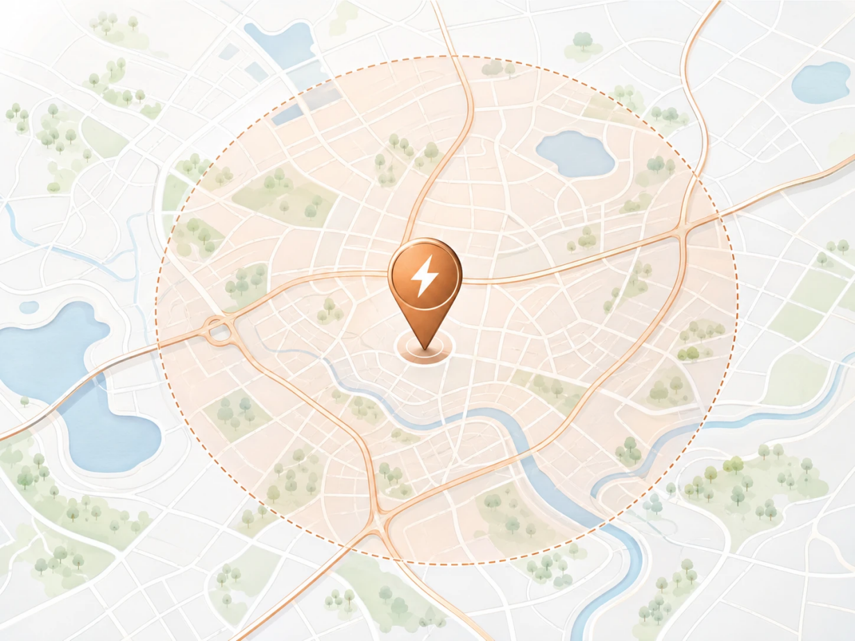 Carte schématique de la zone d’intervention autour de [VILLE] — illustration à personnaliser.
